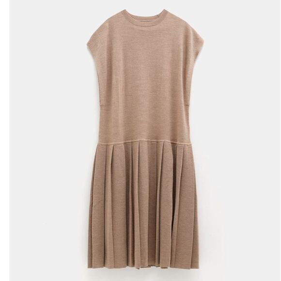 Lauren Manoogian Pleat Shift Dress Aspen Sz 2 Medium NWT Alpaca Wool $625 Taupe - Picture 15 of 16